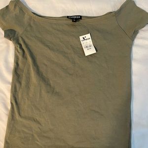 Express olive green off the shoulder top